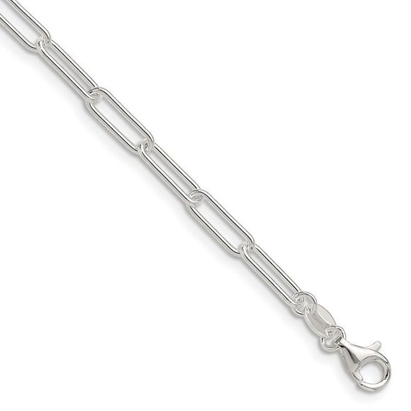 Kazi Luxury Sterling Silver Polished 3.5mm Elongated Cable Chain